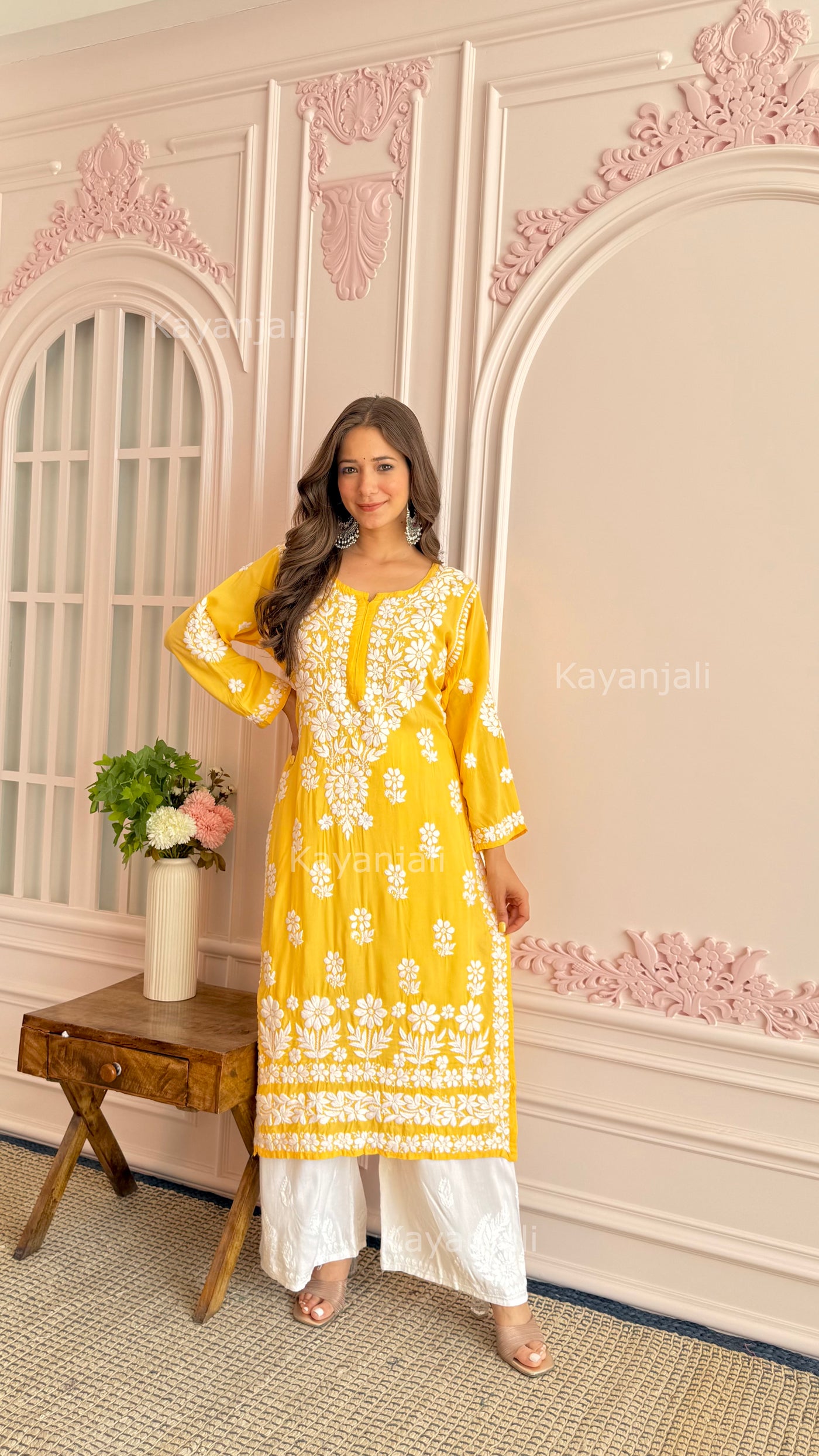 AAYAT PREMIUM Yellow LONG MODAL STRAIGHT KURTA