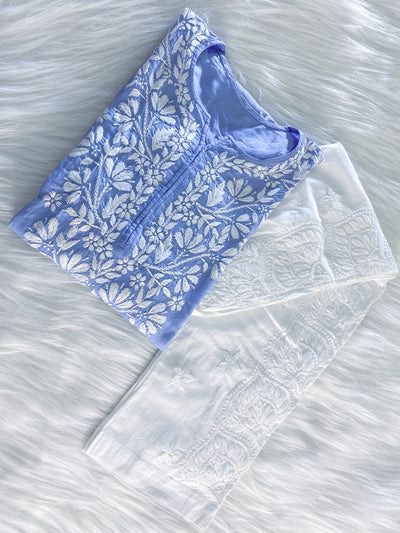 Heer Handcrafted Blue Modal Kurta And Pant Set