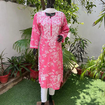 Pakizah Long Pink Mulmul Kurta