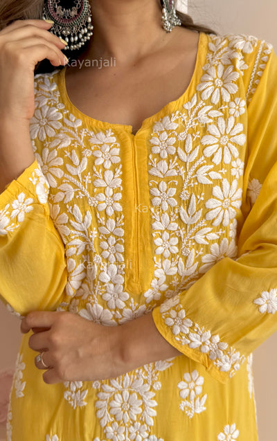 AAYAT PREMIUM Yellow LONG MODAL STRAIGHT KURTA