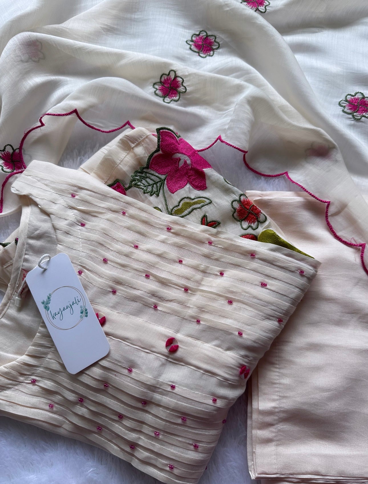 Kiara Premium Mul Chanderi Embroidered Set