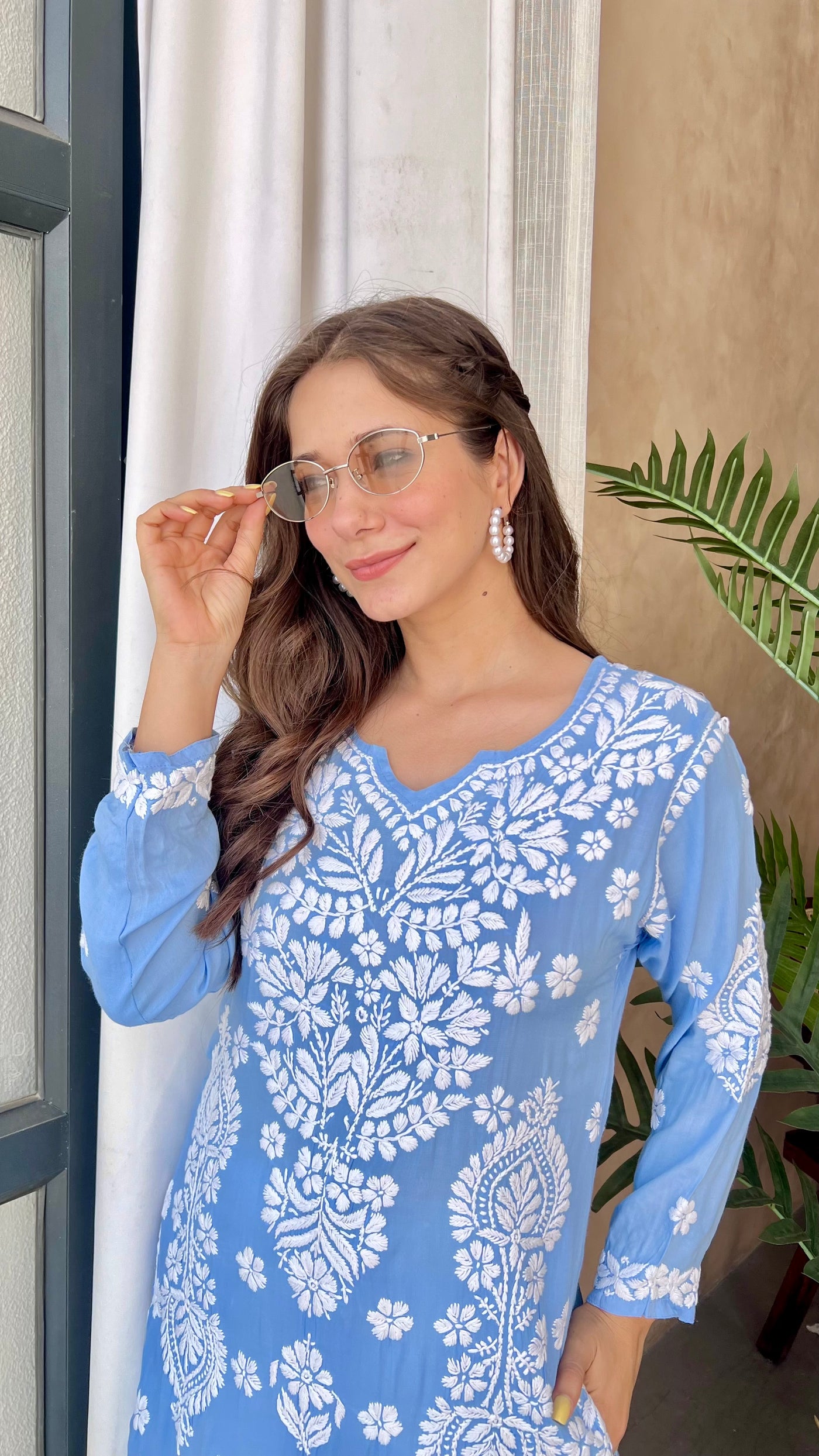 Ranjha Premium Powder Blue Long Modal Straight Kurta