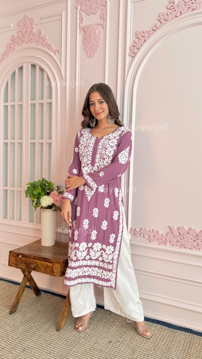 AAYAT PREMIUM MAUVE LONG MODAL STRAIGHT KURTA