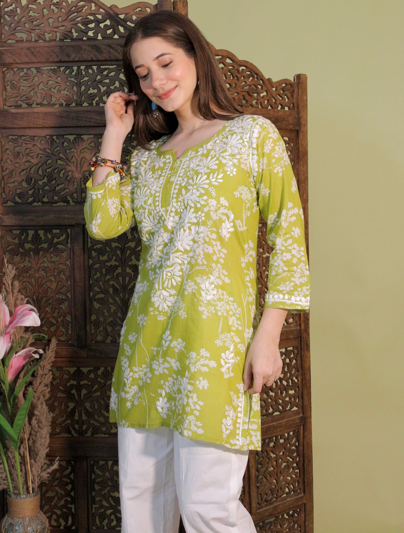 HEER PREMIUM GREEN SHORT MULMUL KURTA