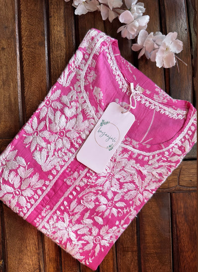 Pakizah Long Pink Mulmul Kurta