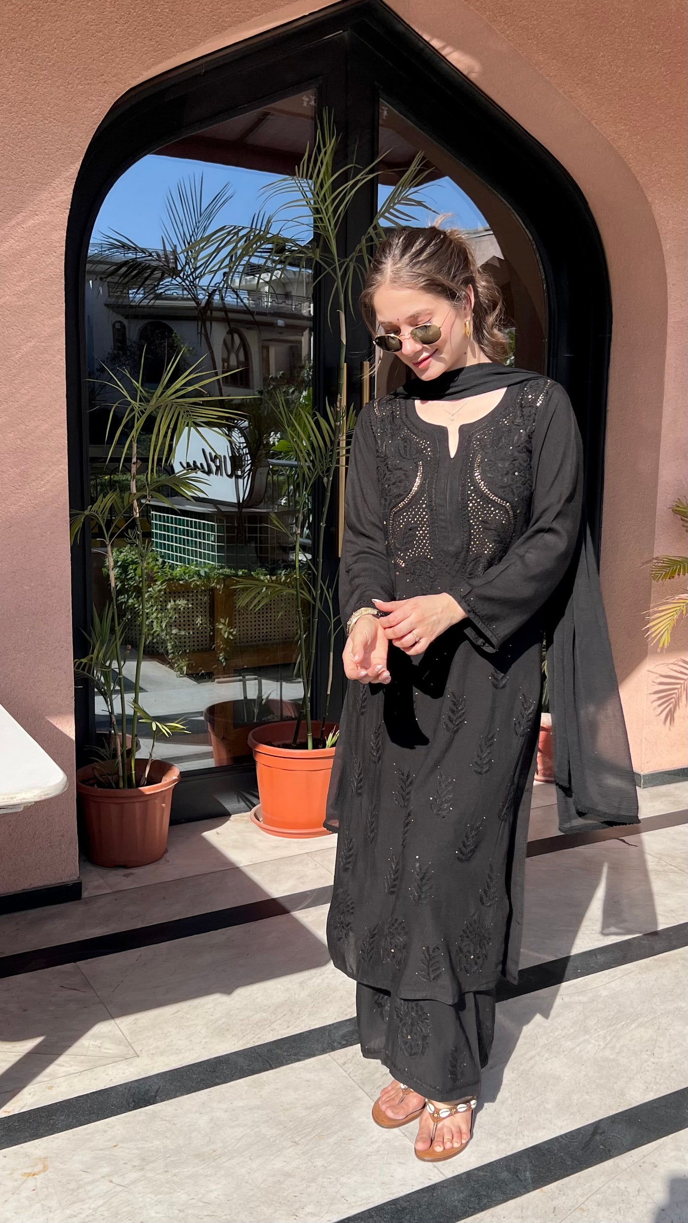 Chandani Premium Black Rayon Mukaish Work Kurta Set