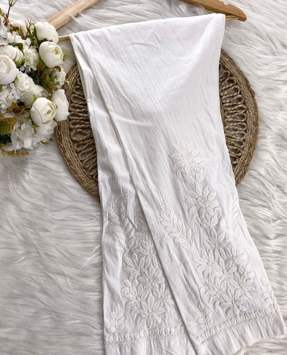 Premium Handcrafted white Chikankari pant