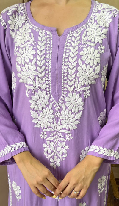 Raaha Lavender Long Rayon Straight Kurta