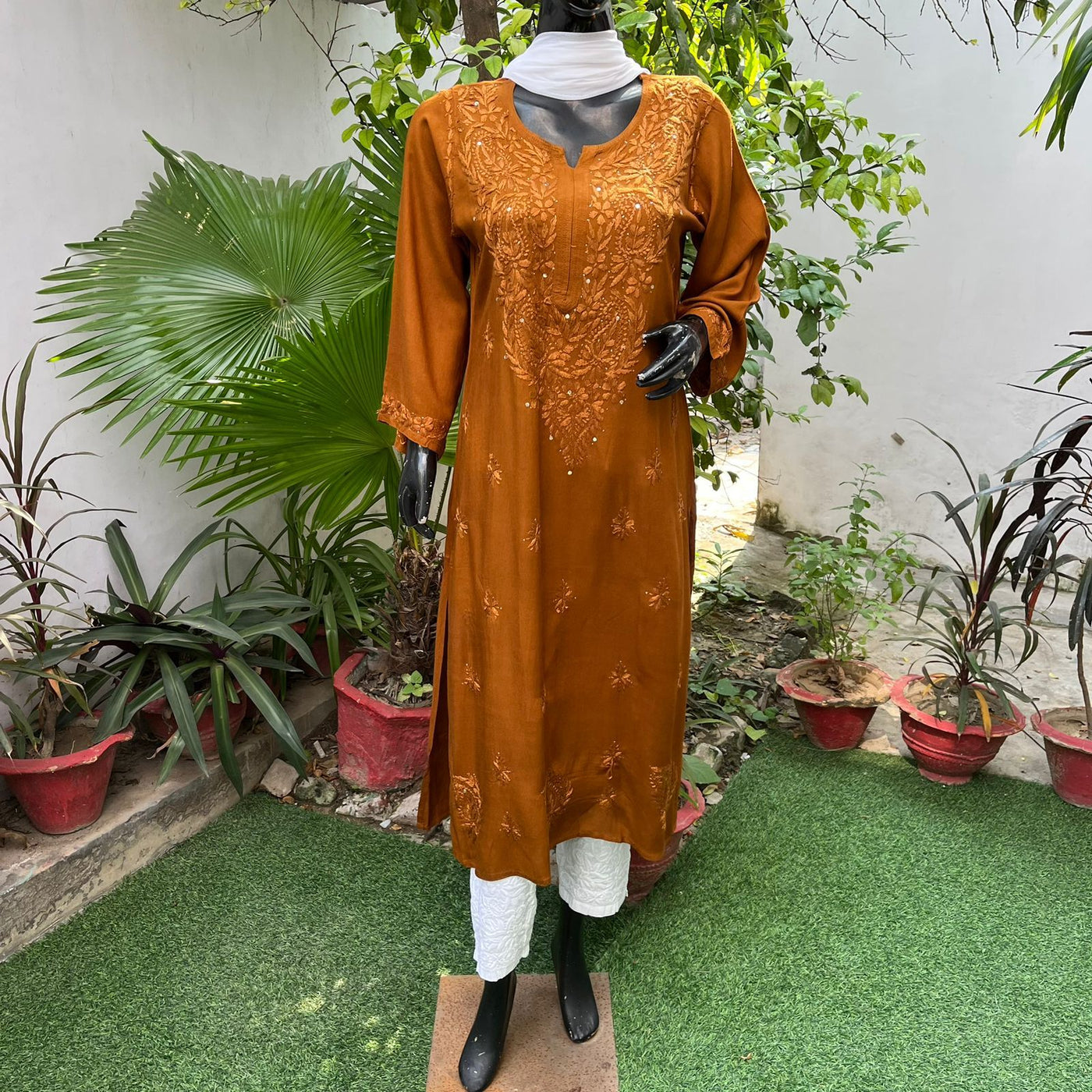 Naaz Mustard Yellow Rayon Mukaish Kurta