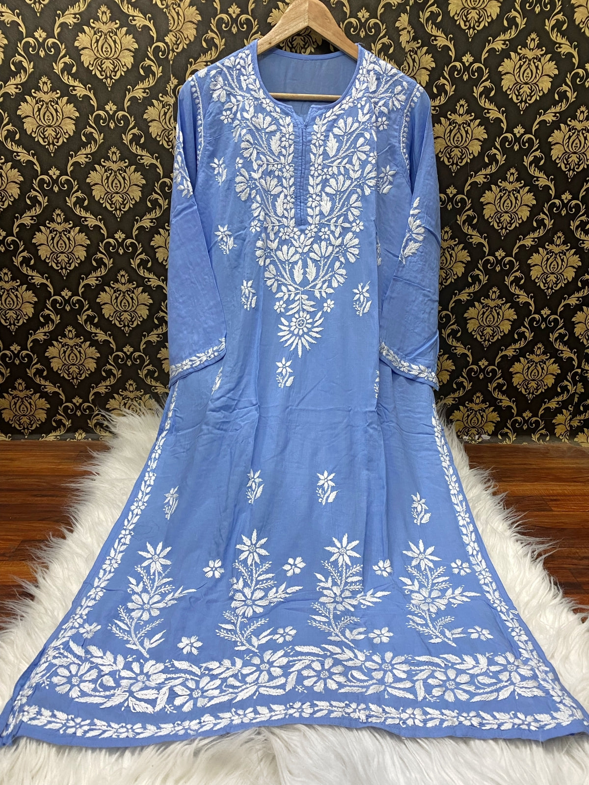Heer Handcrafted Blue Modal Kurta And Pant Set