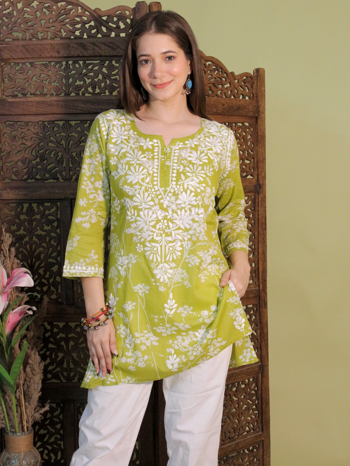 HEER PREMIUM GREEN SHORT MULMUL KURTA