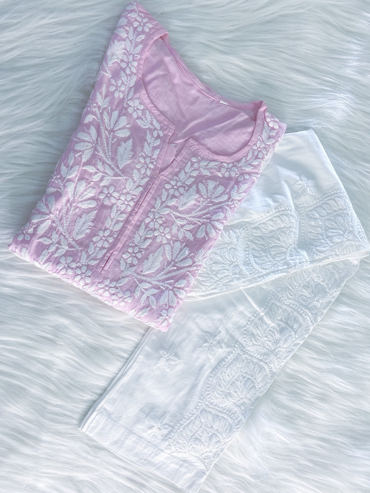 HEER HANDCRAFTED PINK MODAL KURTA AND PANT SET
